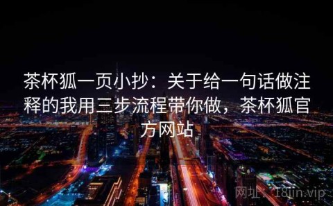 茶杯狐一页小抄：关于给一句话做注释的我用三步流程带你做，茶杯狐官方网站
